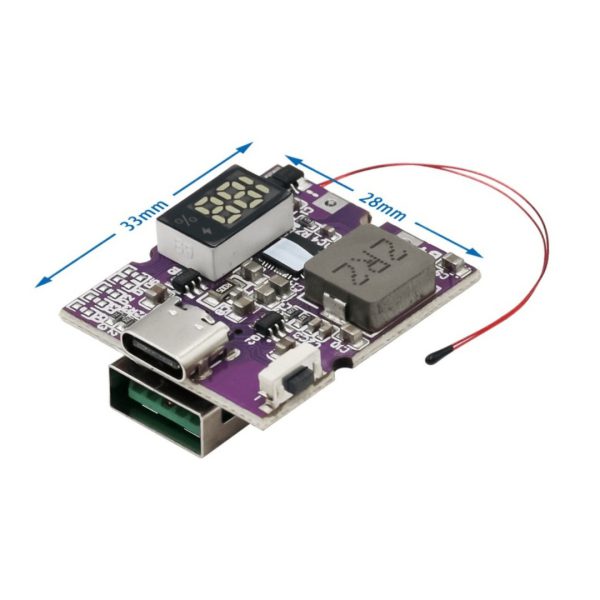 ماژول پاوربانک فست شارژ 22.5 وات دارای نمایشگر با خروجی USB و Type-C