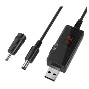 کابل USB افزاینده ولتاژ DC با خروجی 9 ولت و 12 ولت به همراه نمایشگر 
