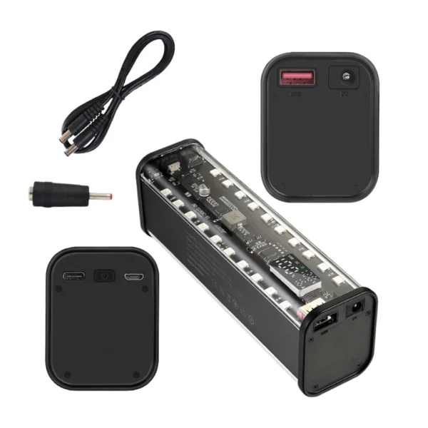 کیس پاوربانک Transparent فست شارژ 8 باتری 22.5W با خروجی 5-12 ولت DC مدل BQ-S18DC(مشکی)