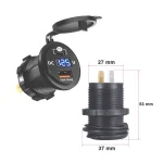 شارژر خودرویی پنلی 2پورت دارای نمایشگر ولتاژ(ابی رنگ)MT A+C